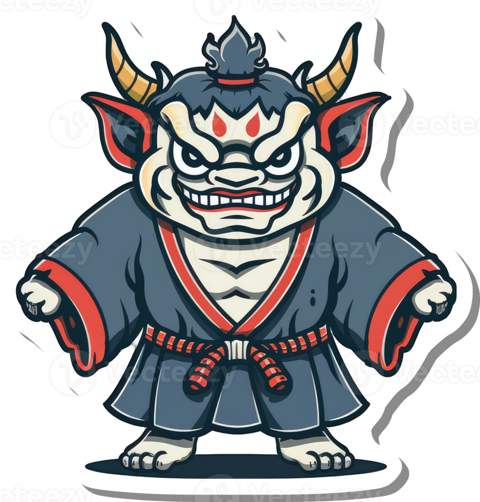 A mischievous oni demon child in a dark robe png