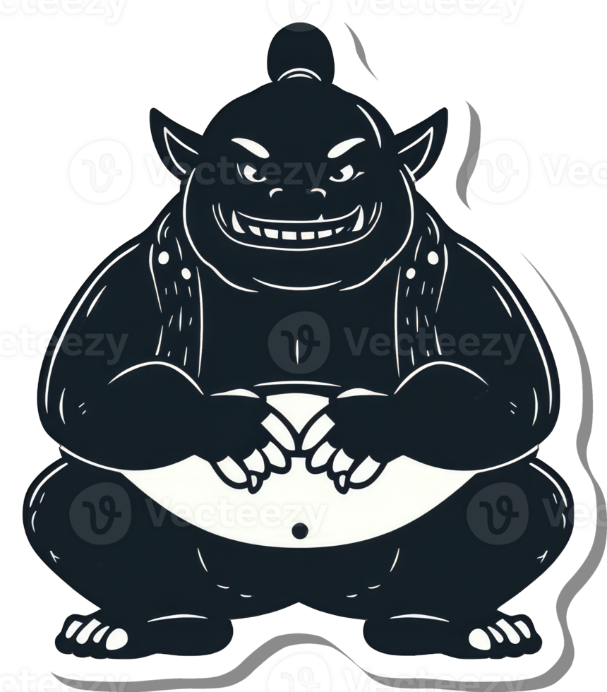 A Grumpy Sumo Wrestler Goblin Character Illustration png