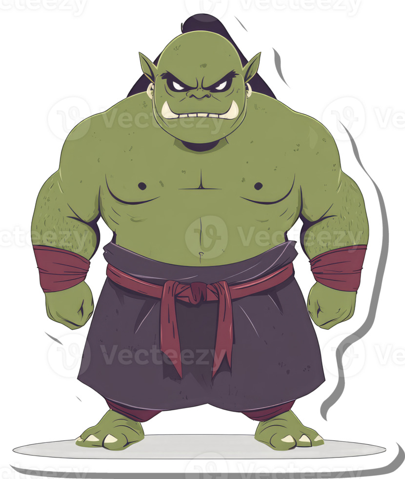 Powerful Green Orc Warrior Character Illustration png