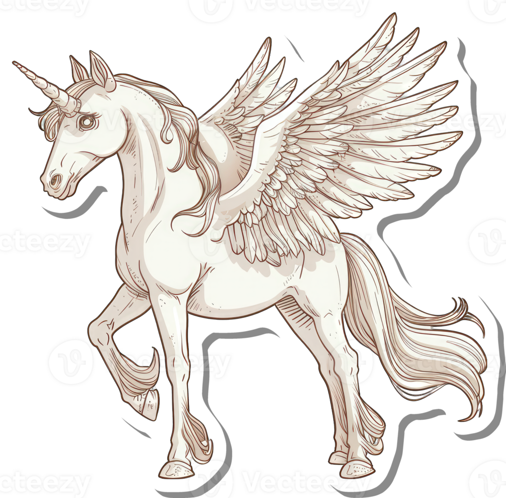 A Winged Unicorn Stands Majestically Displaying Grace And Beauty png