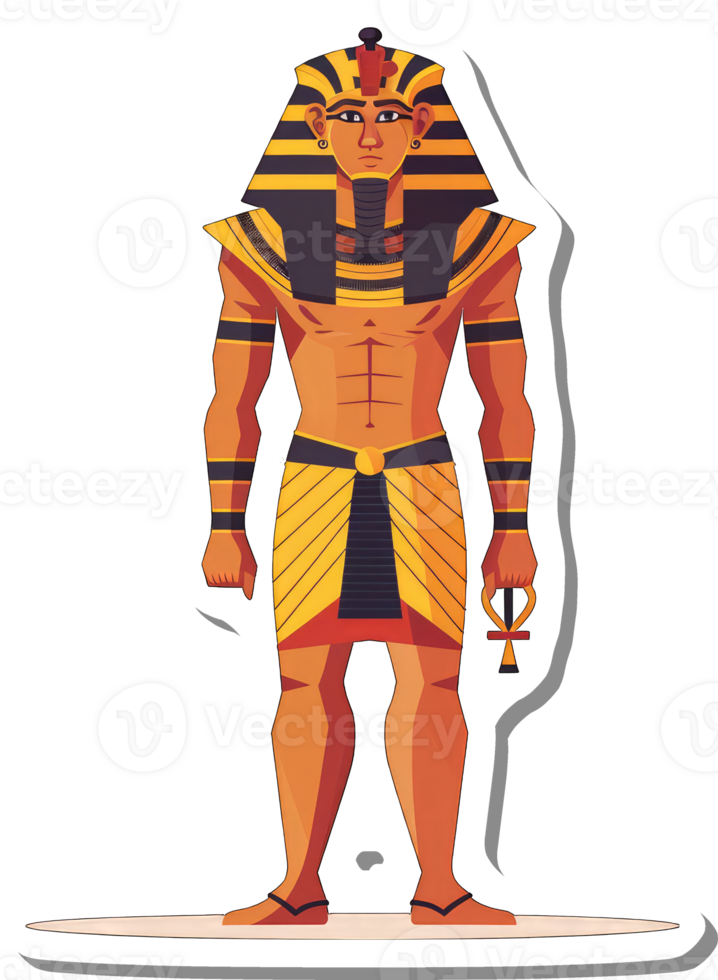Ancient Egyptian Pharaoh Regal Attire Standing Pose png