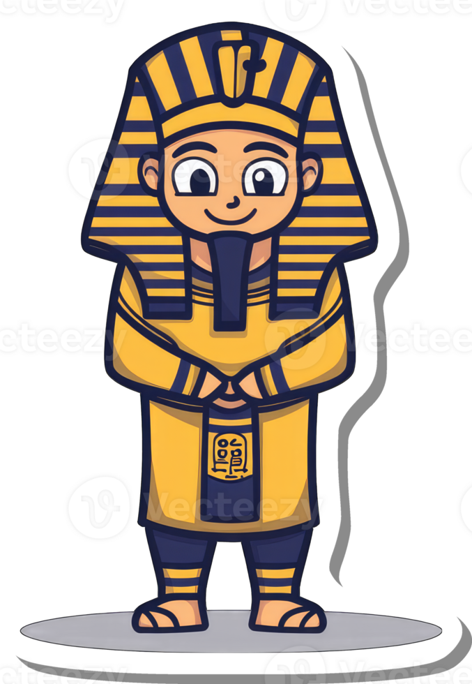 Adorable Cartoon Pharaoh Child Wearing Traditional Clothing png