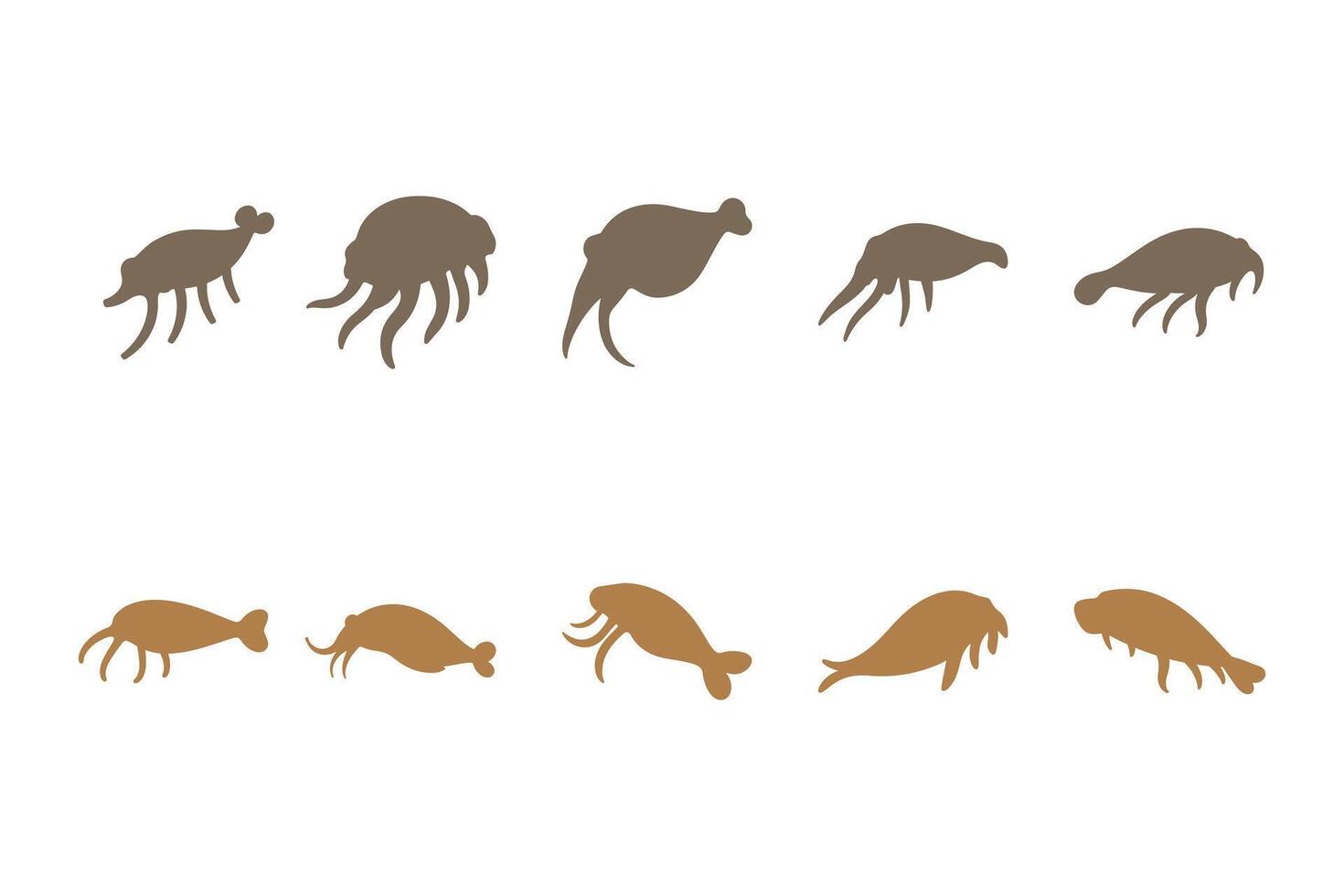 Simple Cuttlefish Illustration Design Set vector