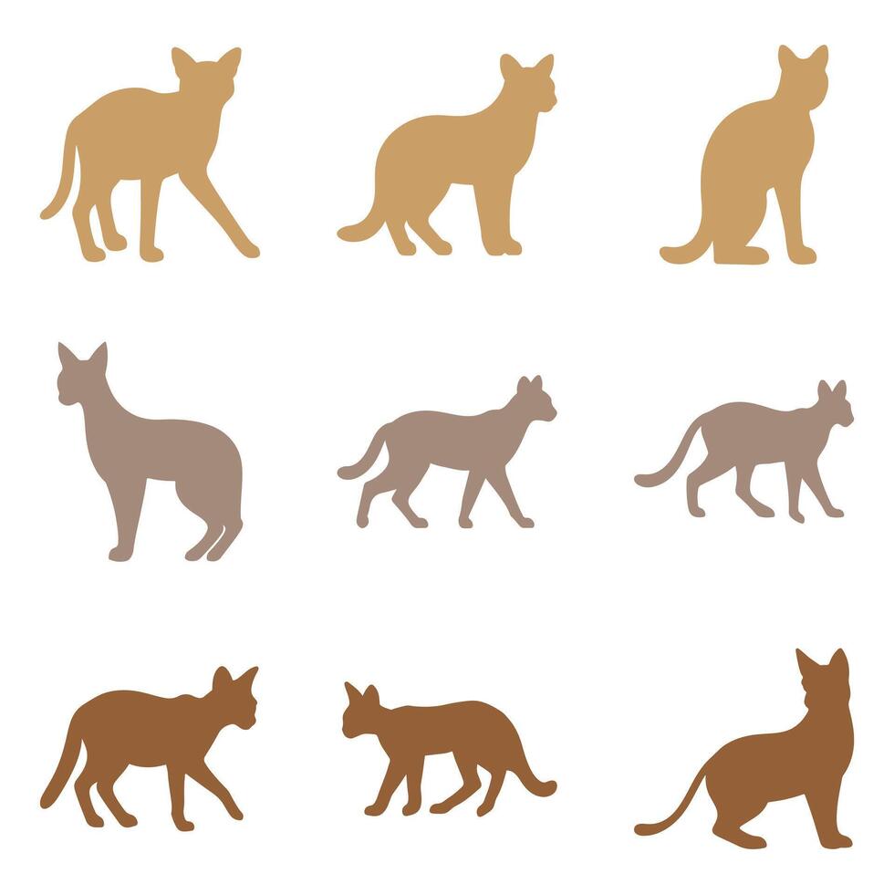 Simple Caracal Illustration Design Set vector
