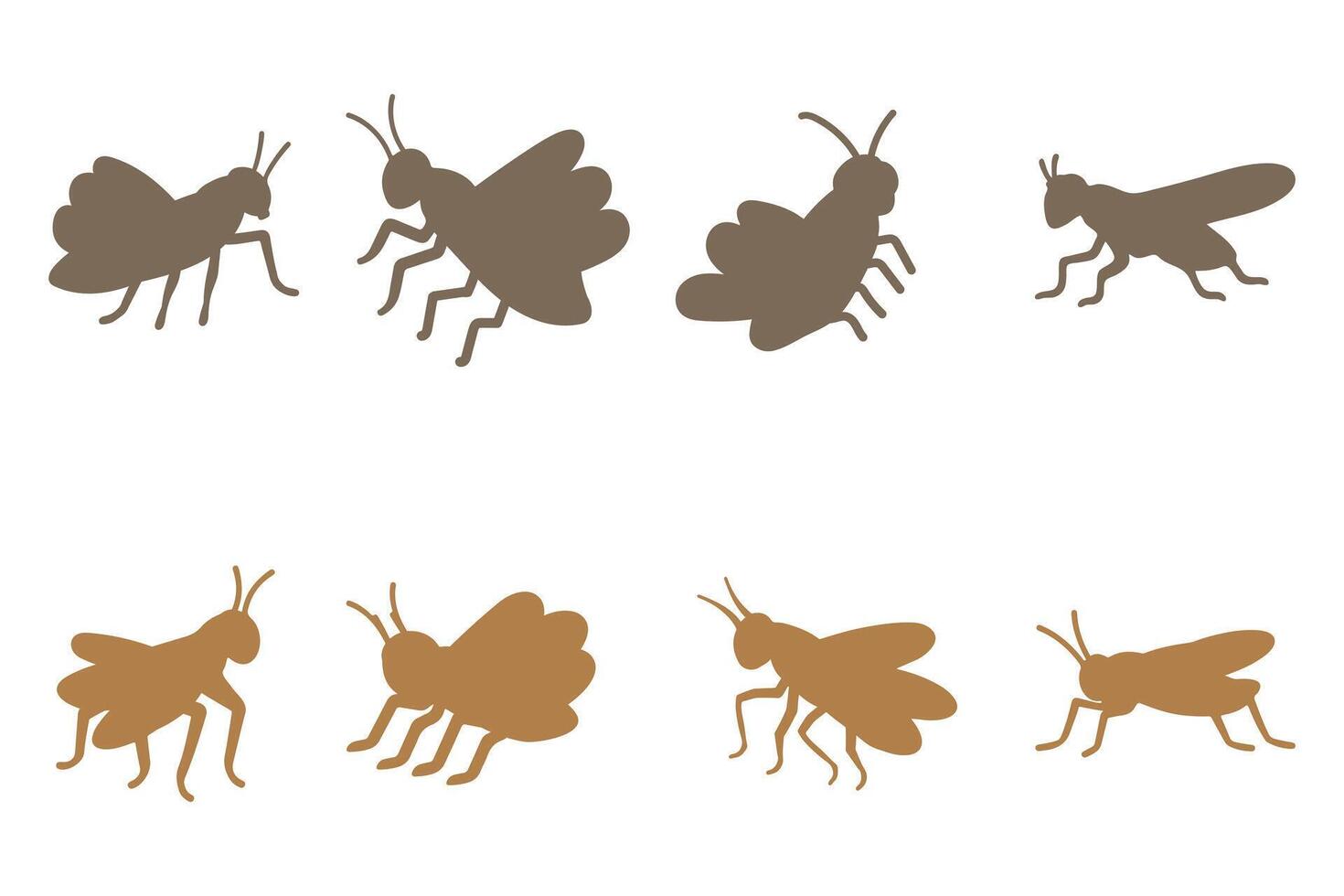 Simple Cricket Animal Illustration Design Set vector