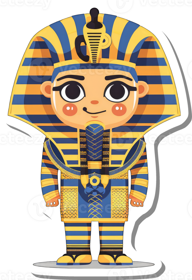 Adorable Cartoon Pharaoh in Regal Attire png