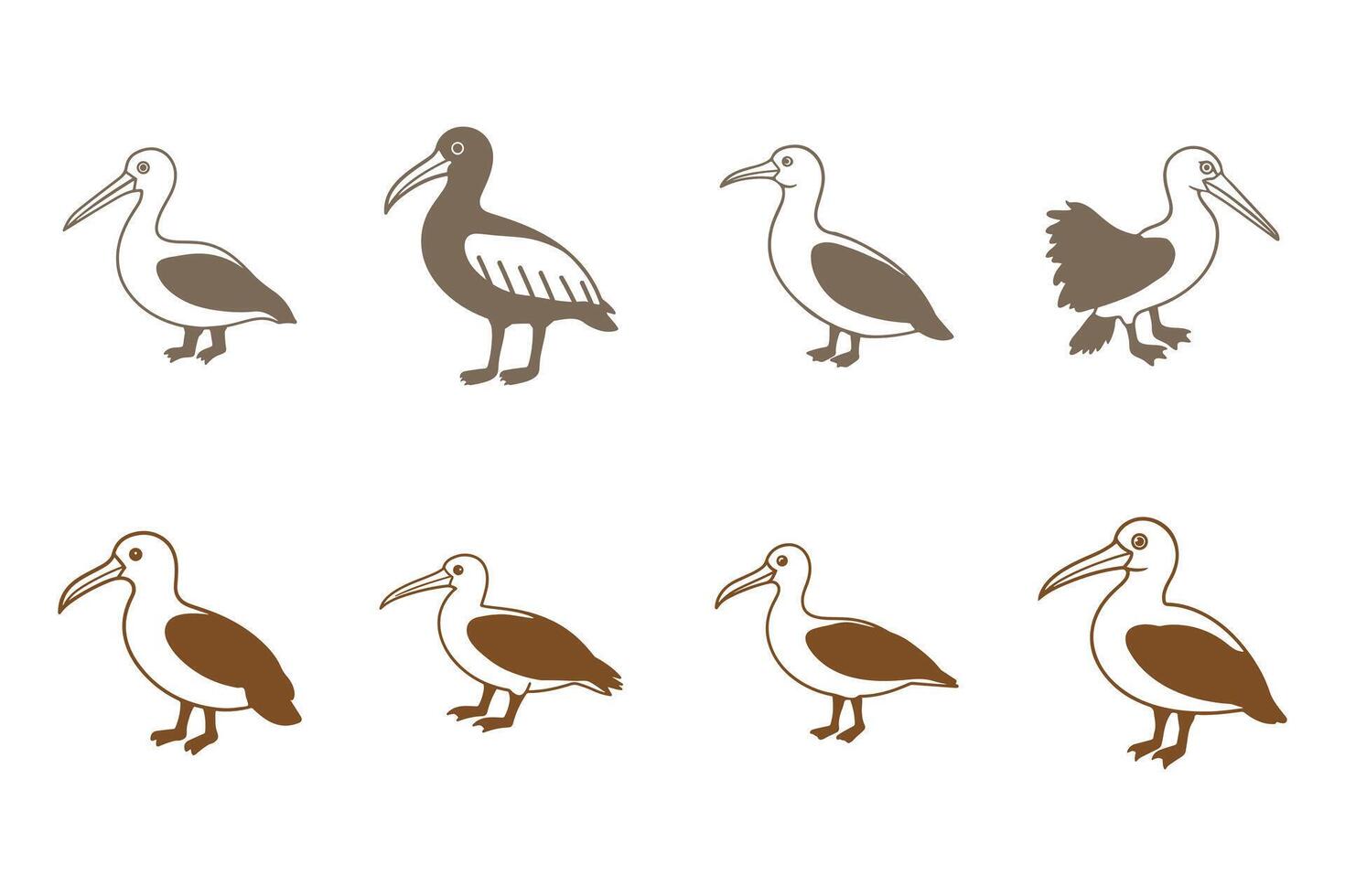Simple Albatros Illustration Design Set vector
