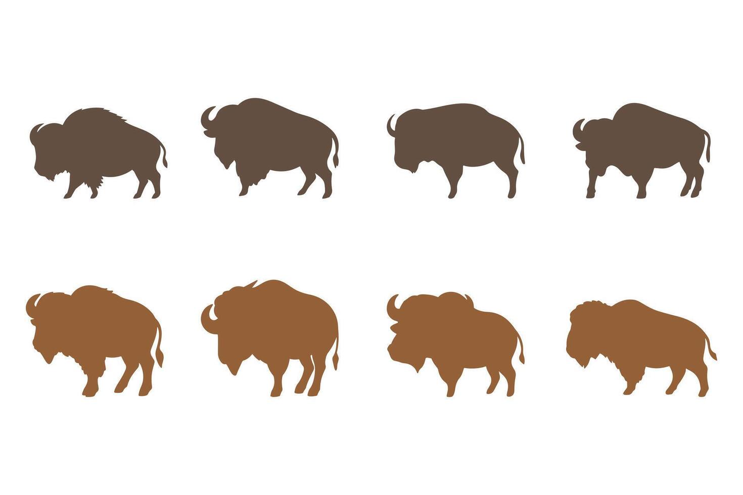 Simple Buffalo Illustration Design Set vector