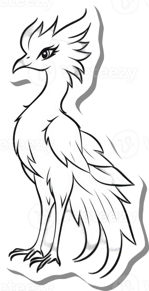 A stylized line drawing of a mythical bird png