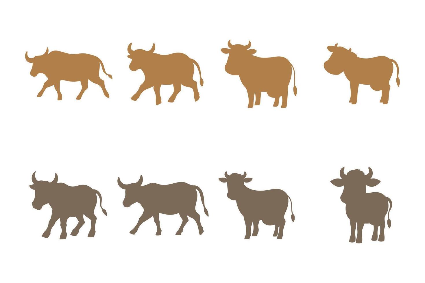 Simple Cow Illustration Icon Set vector
