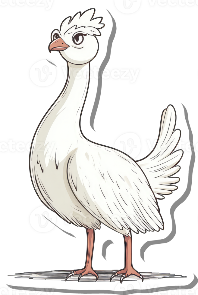A Cartoon White Goose Stands Proudly Displaying Its Feathers png