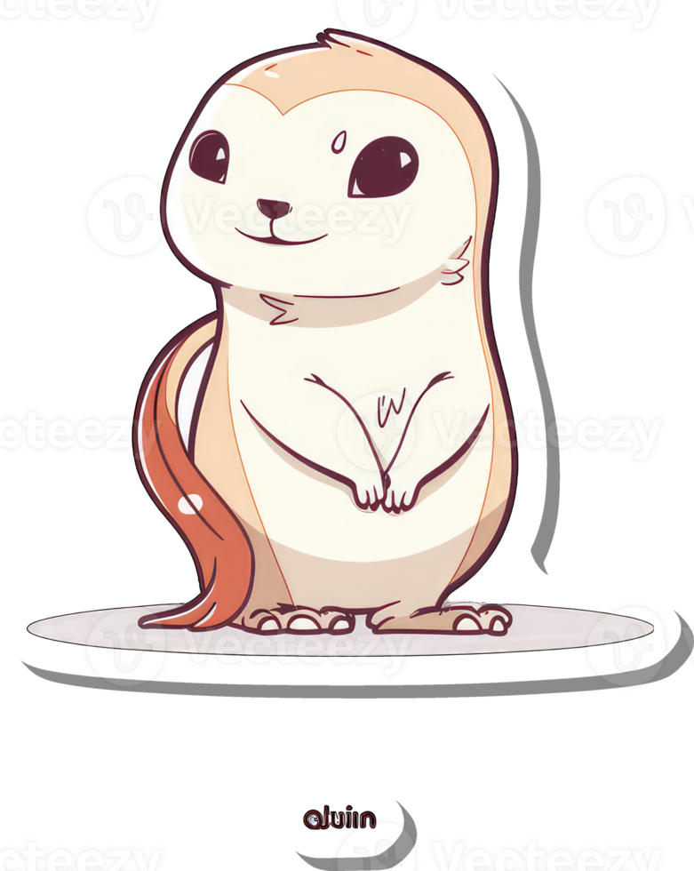 Adorable Cartoon Ferret Standing on a White Surface png