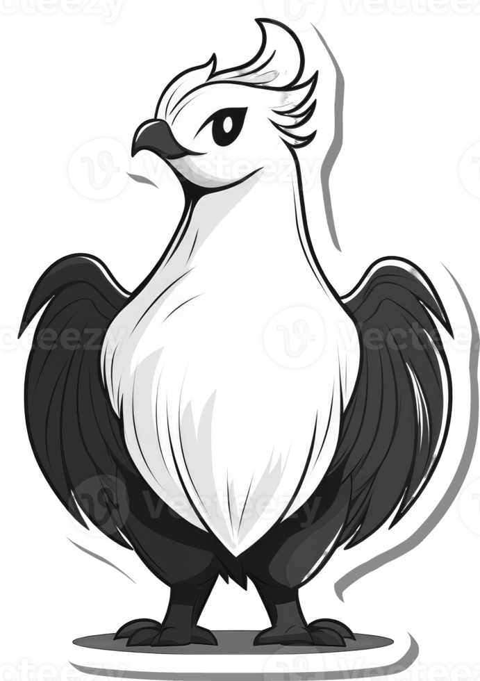 A stylized monochrome illustration of a majestic bird png