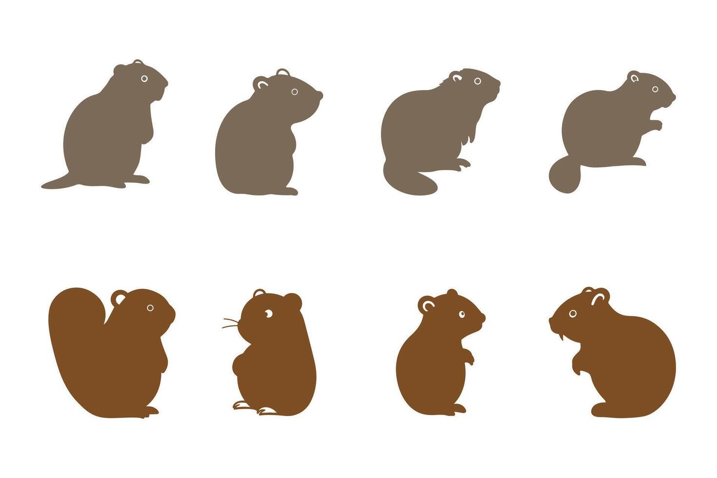 Simple Beaver Illustration Design Set vector
