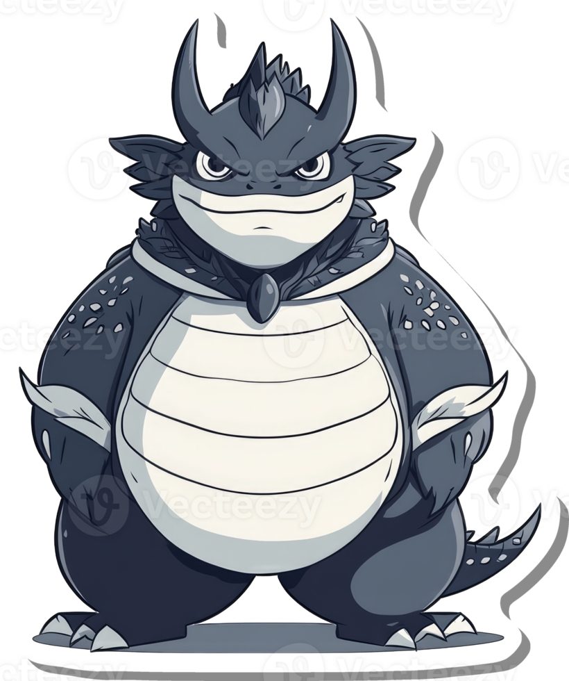 A Stout Dark Dragon Character Stands Proudly png