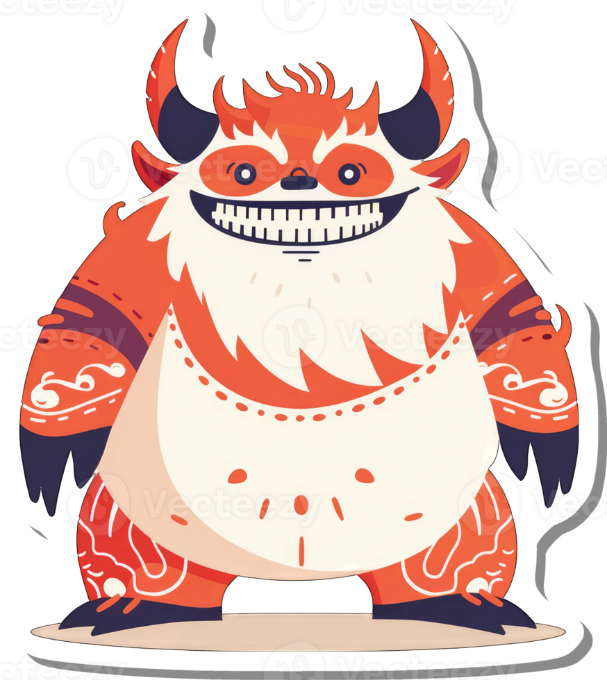 A friendly orange monster smiles broadly showing teeth png
