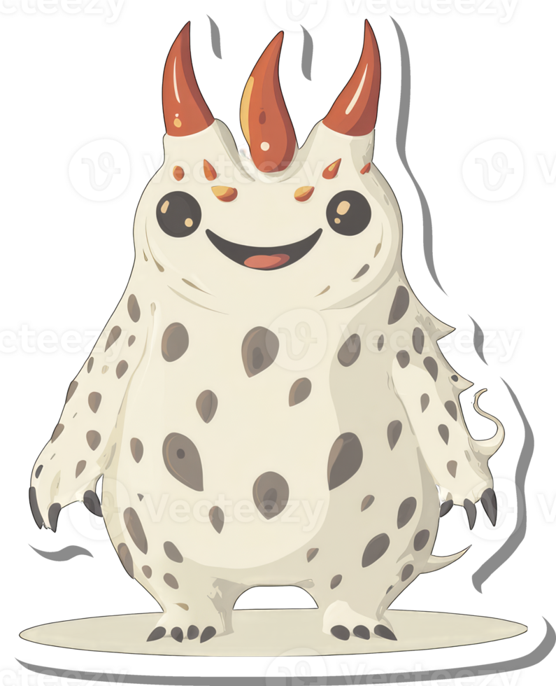 A Happy Spotted Creature With Three Horns png