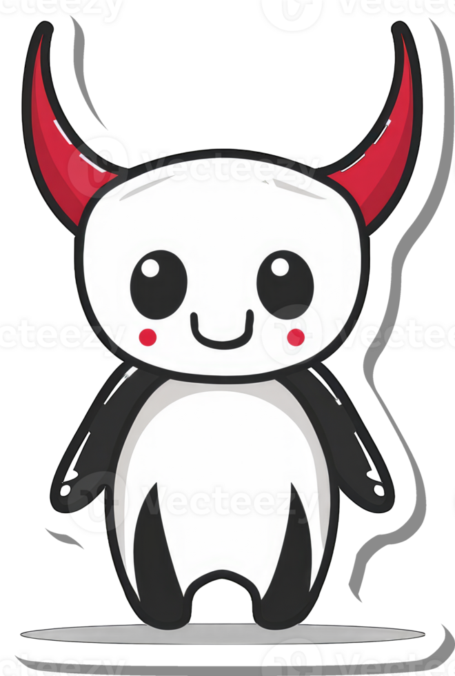 Adorable Cartoon Creature With Red Horns png