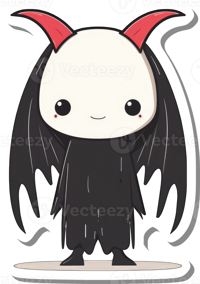 Adorable Cartoon Demon With Wings And Horns png