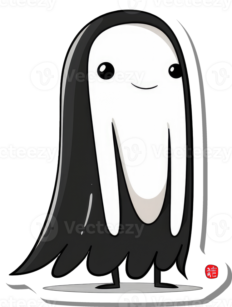 Adorable Black And White Ghost Cartoon Character png