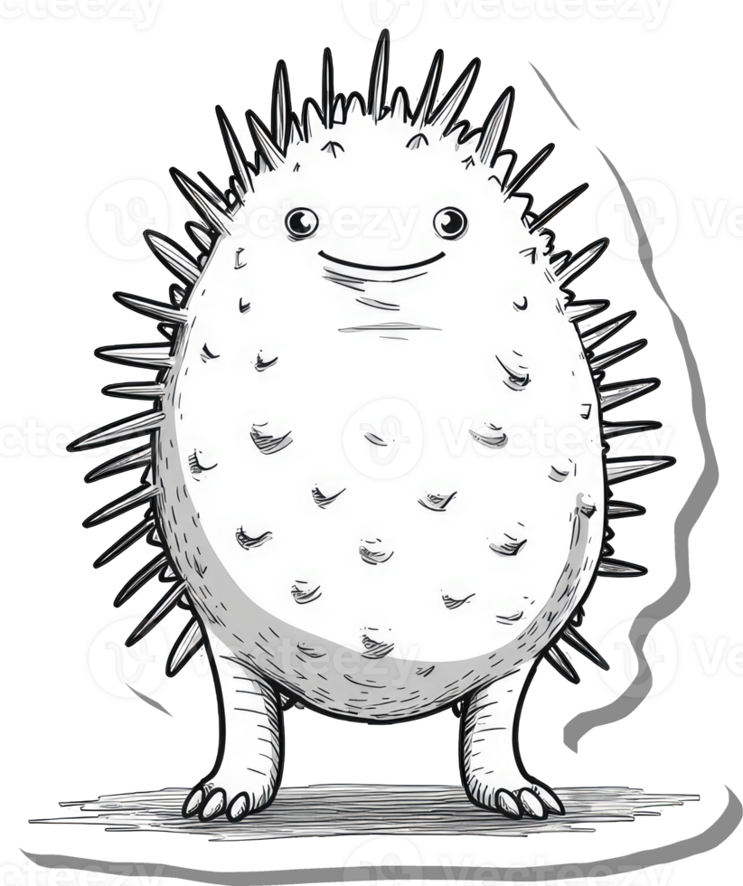 Happy Spiky Creature Stands Smiling Kindly png