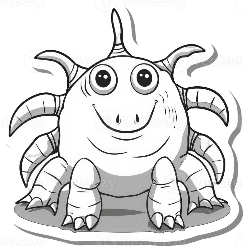 A cheerful cartoon creature with multiple limbs and a happy expression png