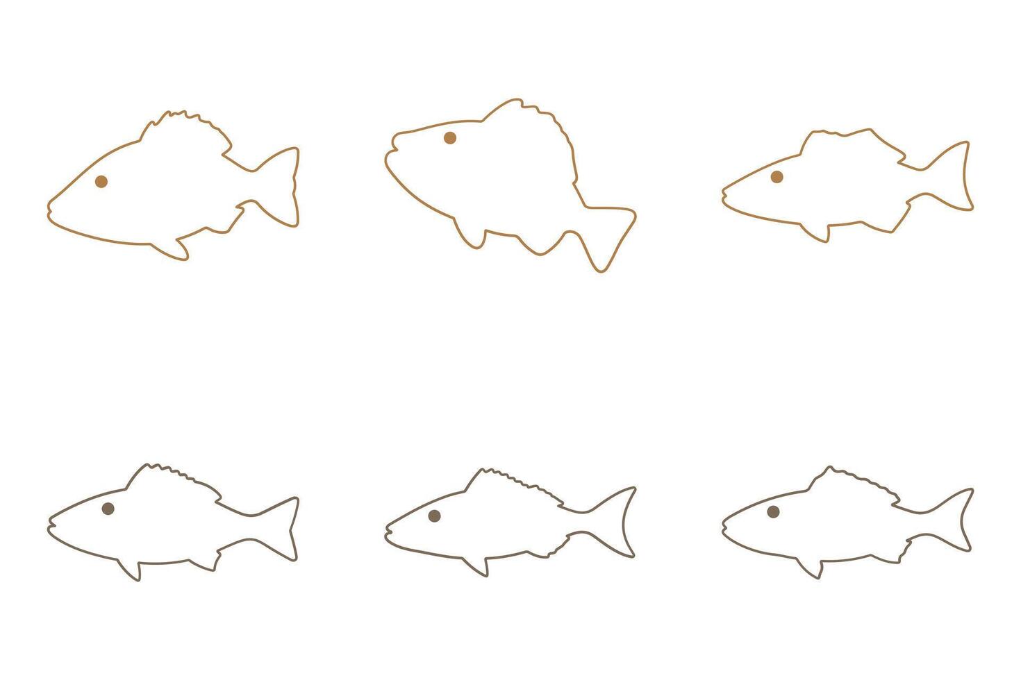 Outline Cod Fish Illustration Design Set vector