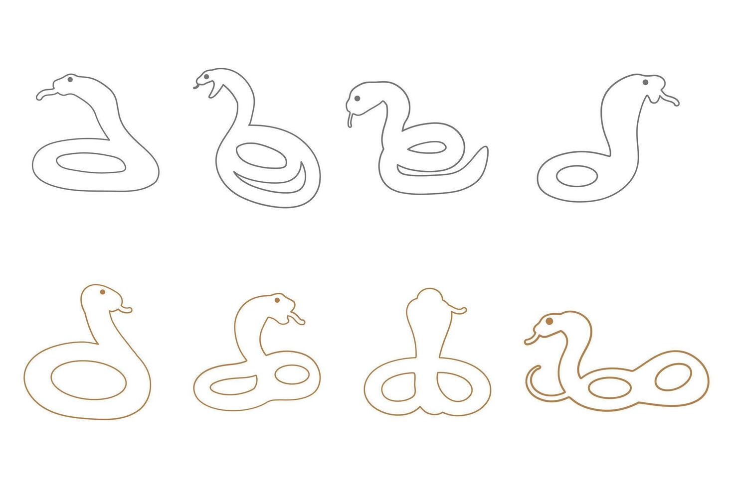 Outline Cobra Illustration Design Set vector