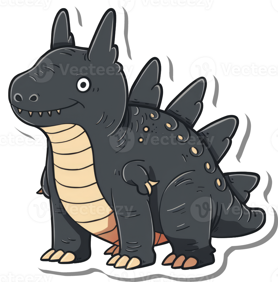 Adorable Cartoon Stegosaurus Dinosaur Character Illustration png