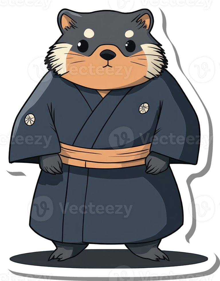 Adorable Otter Wearing Traditional Japanese Clothing png
