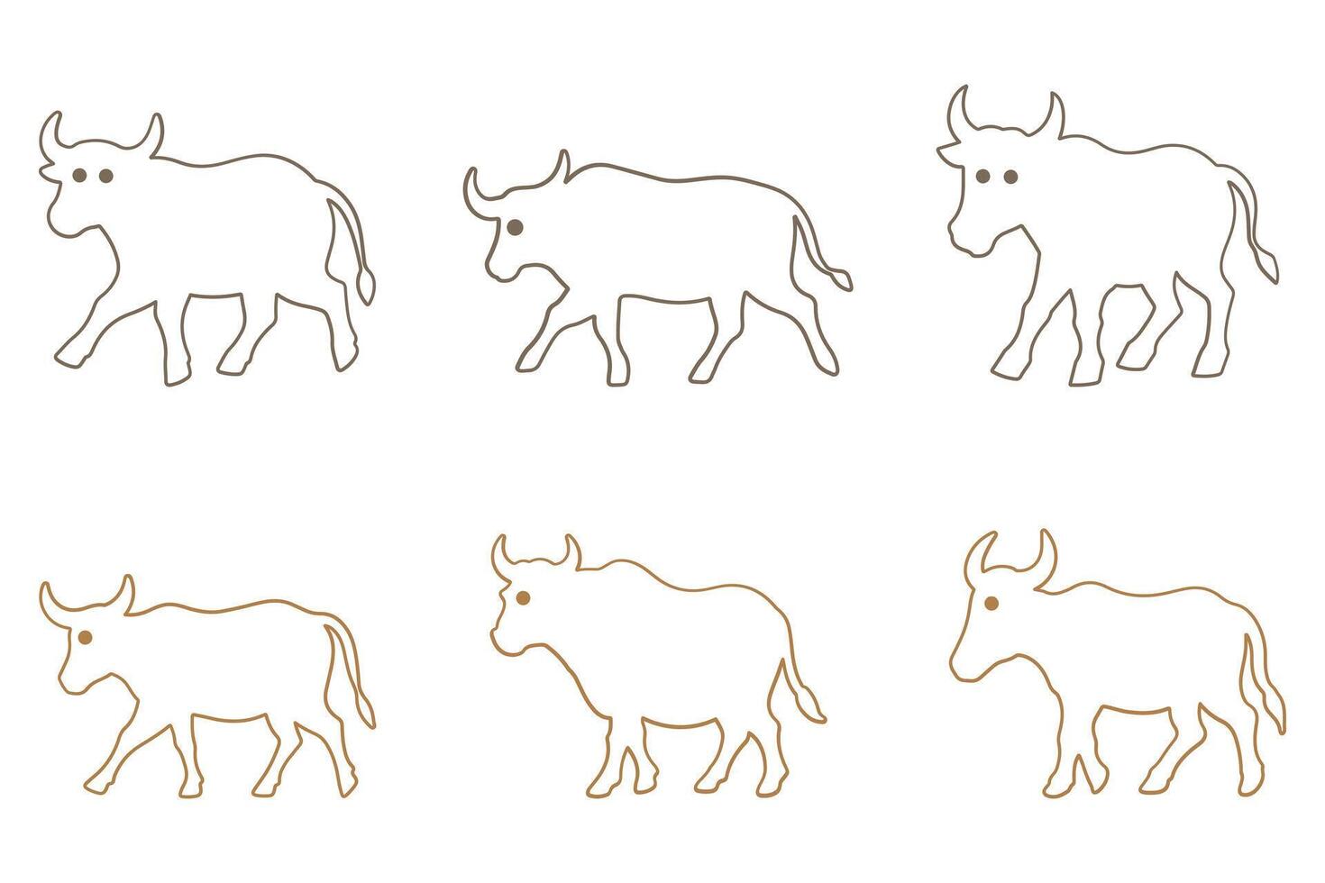 Outline Cow Illustration Set vector