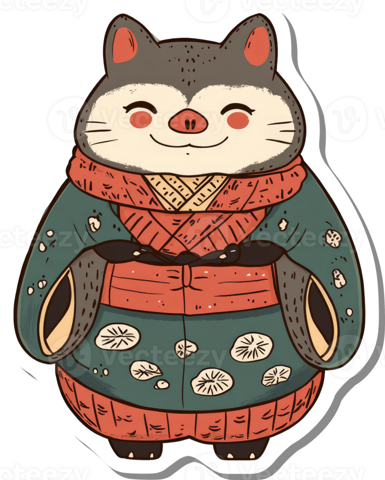 A sticker of a cat wearing a sweater png