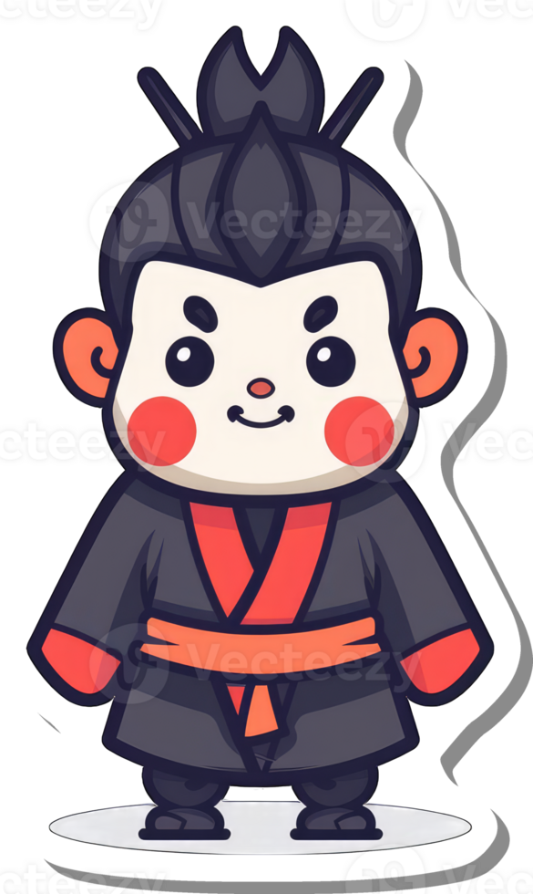 Adorable Cartoon Samurai Character Design png