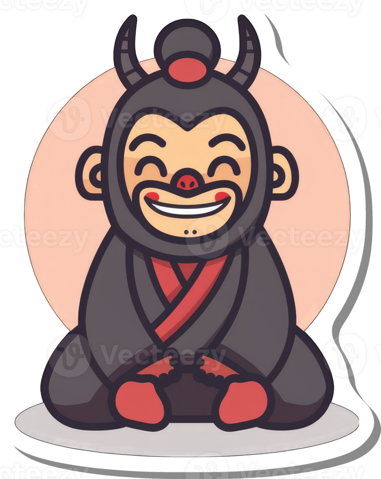 Happy Monkey Dressed In A Dark Robe Wearing Horns png