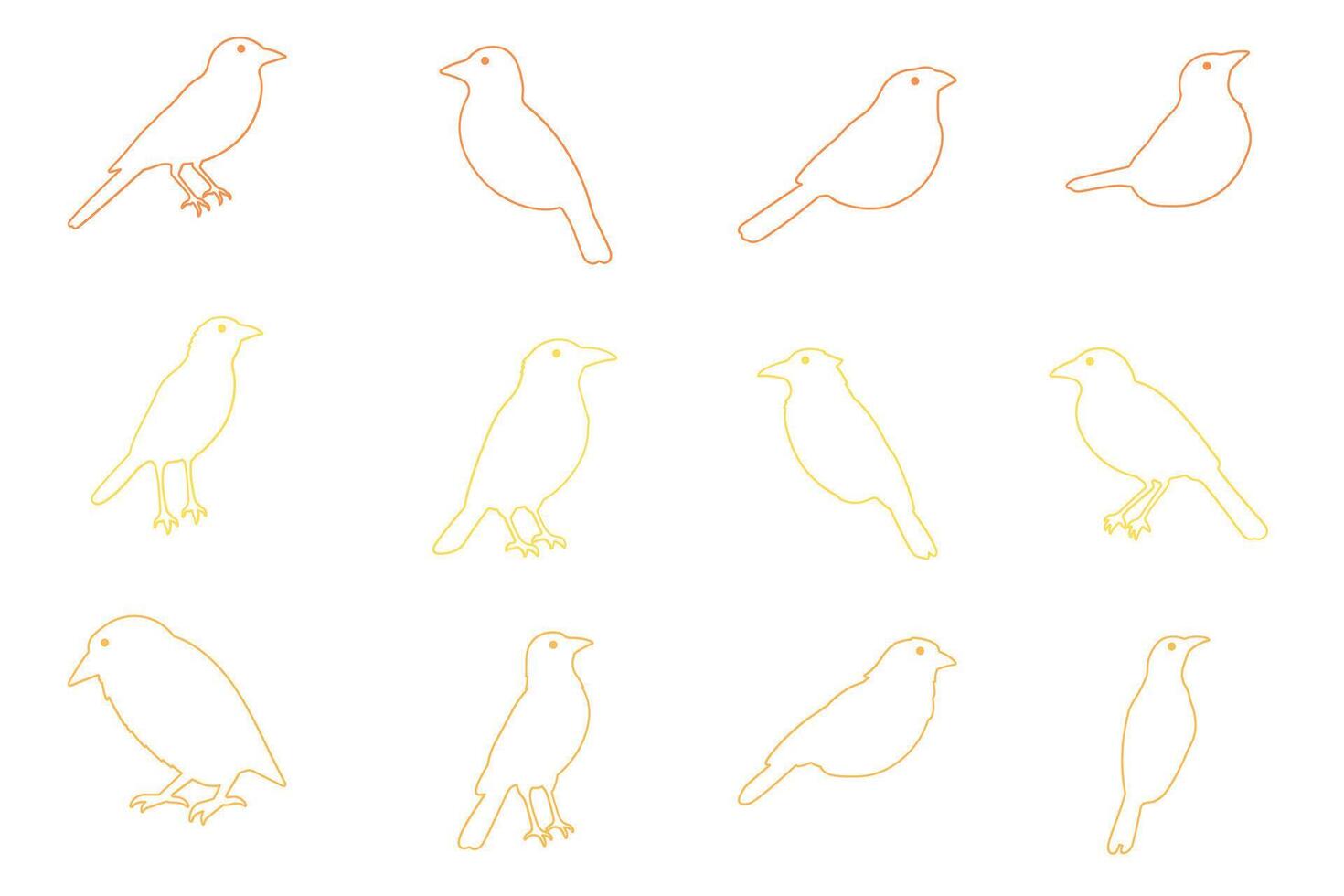 Outline Canary Bird Illustration Design Set vector