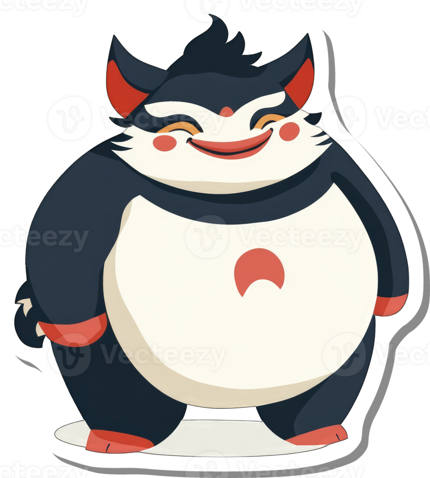 Happy Chubby Cartoon Cat Character Design png