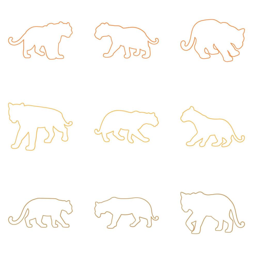 Outline Leopard Illustration Design Set vector
