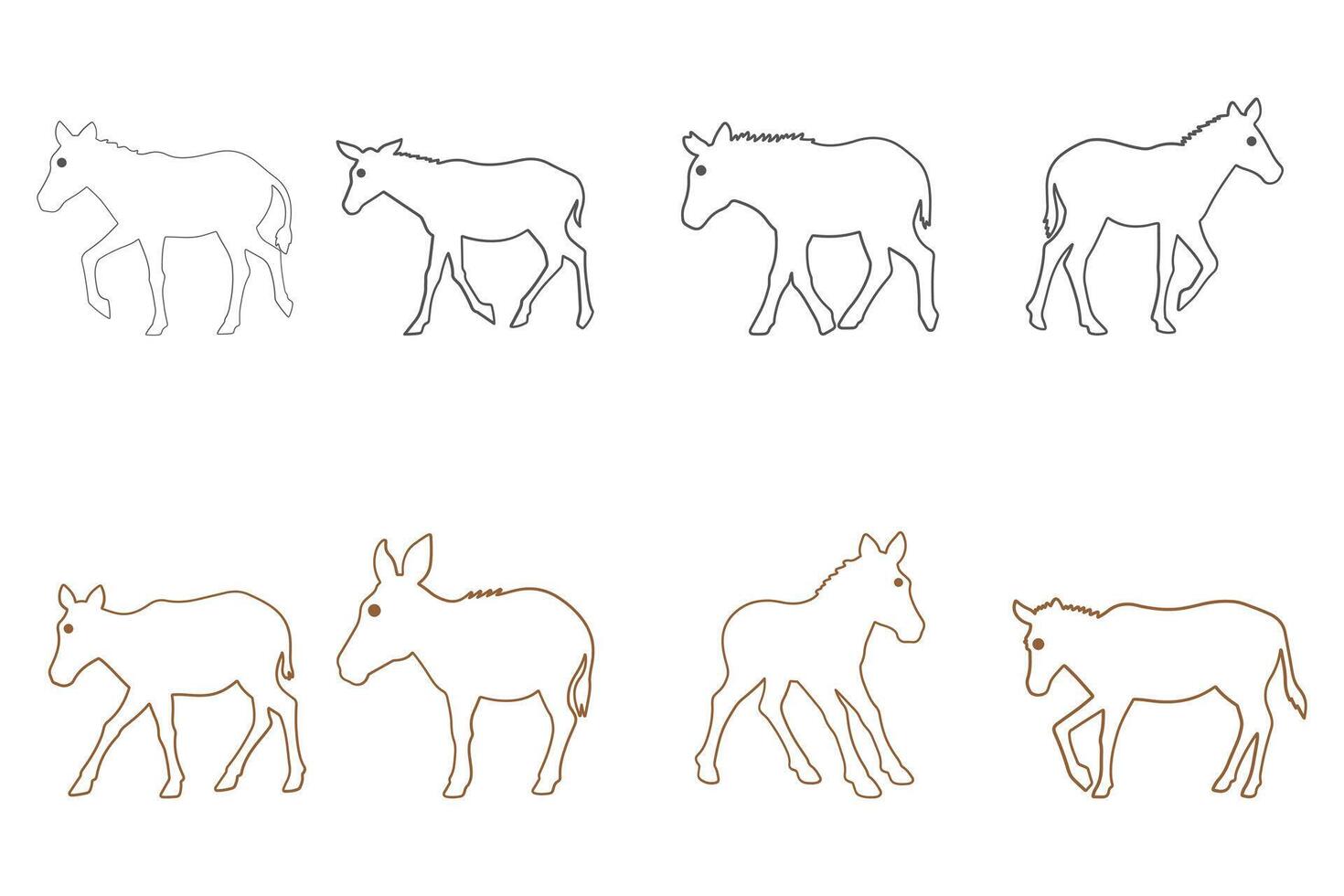 Outline Anoa Illustration Design Set vector