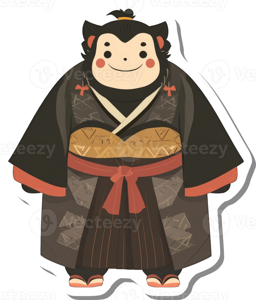 A sticker of a monkey wearing an oriental outfit png