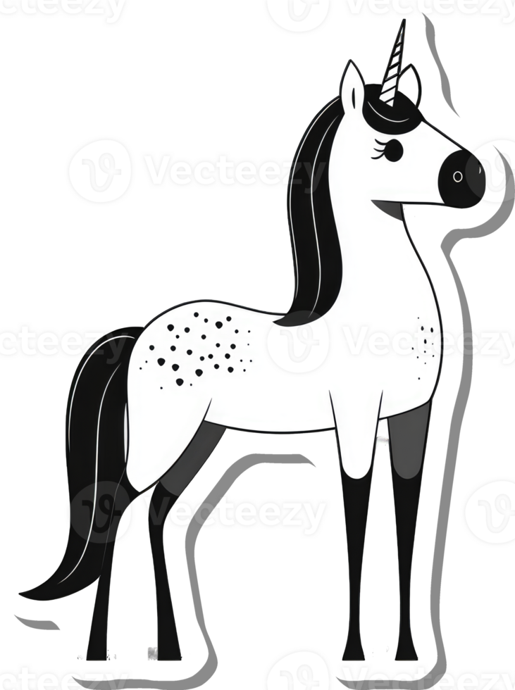 A Black And White Unicorn Illustration png