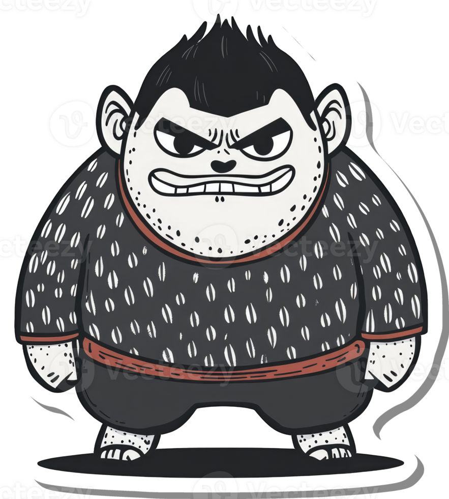 Angry Cartoon Gorilla Wearing a Patterned Shirt png