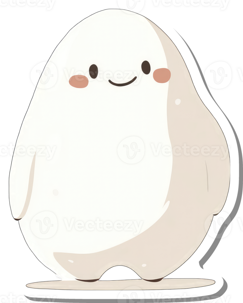 A happy smiling white blob character stands happily png