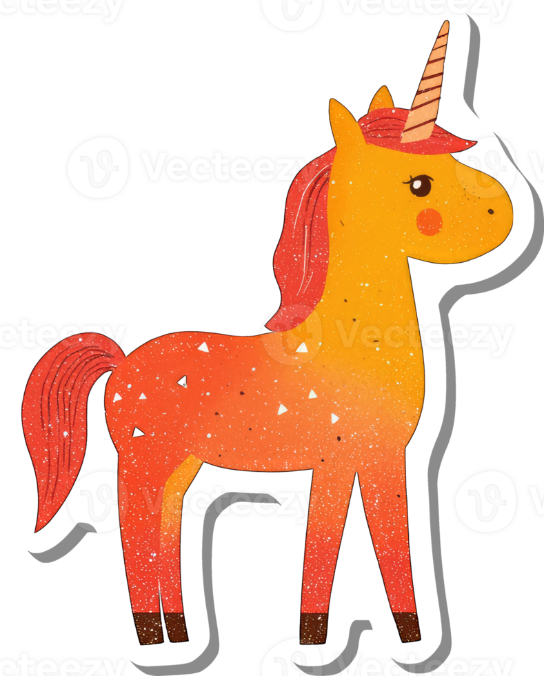 A Cute Orange And Red Glitter Unicorn png