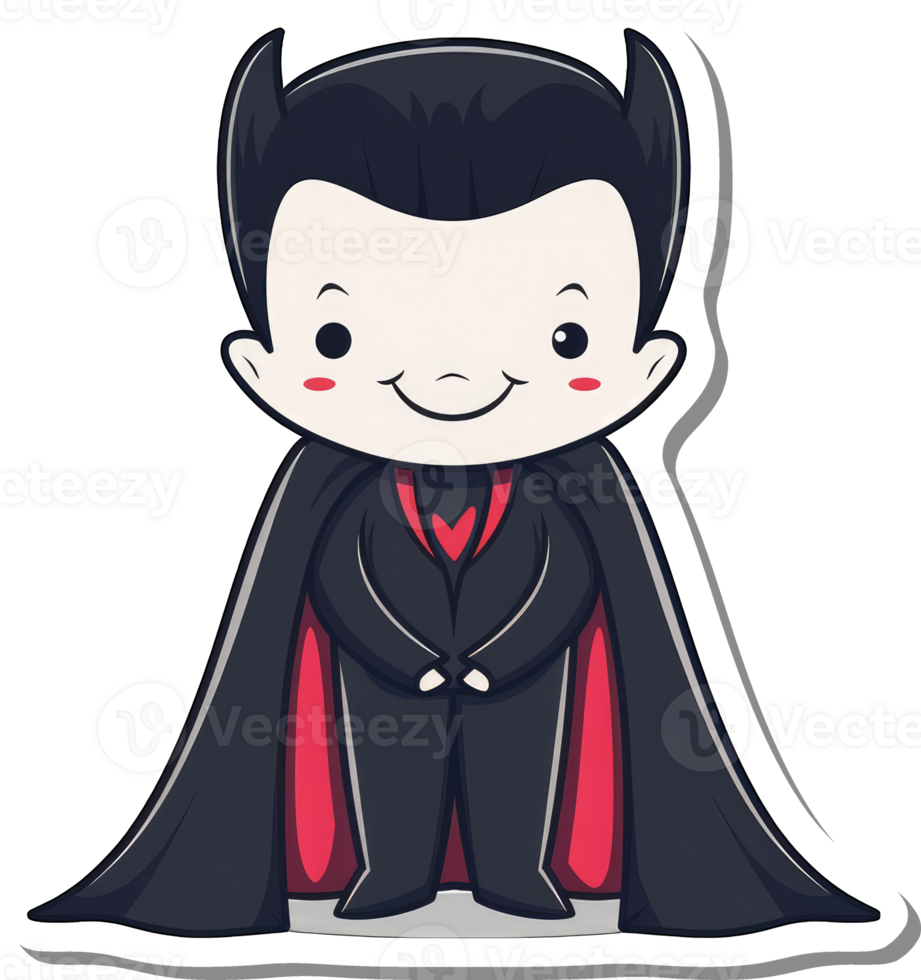 Adorable Cartoon Vampire Boy Wearing a Cape png