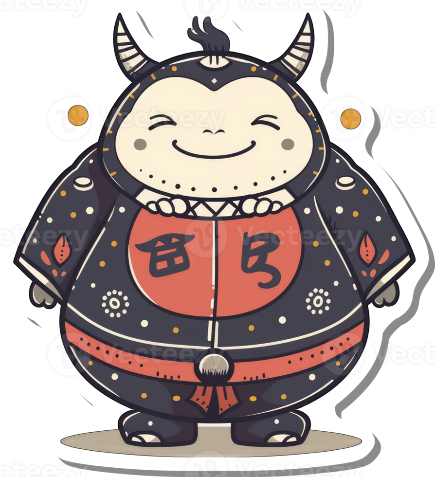 Happy Sumo Bull Character Illustration Design png