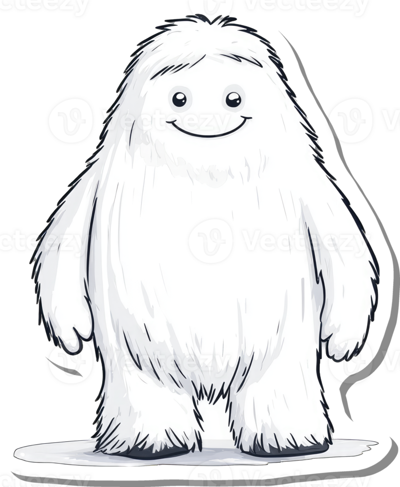 Happy Fluffy White Yeti Cartoon Character png