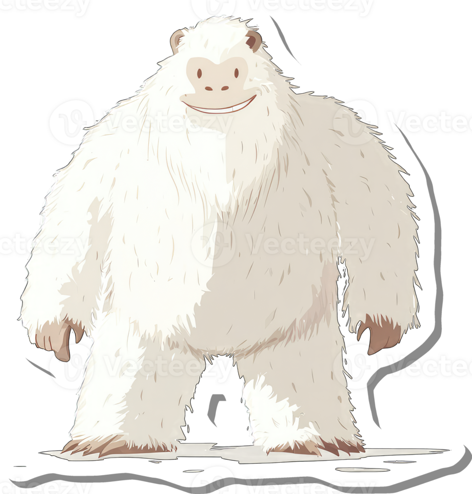 A Happy Smiling Yeti Stands on White Ground png