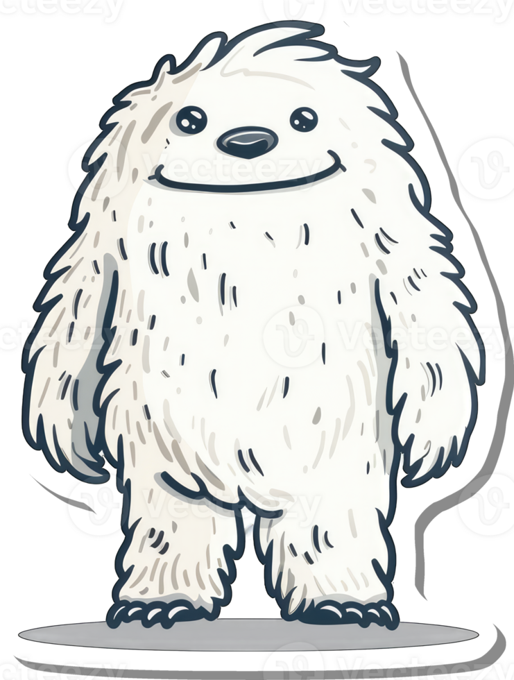 A Happy Fluffy White Yeti Cartoon Character png