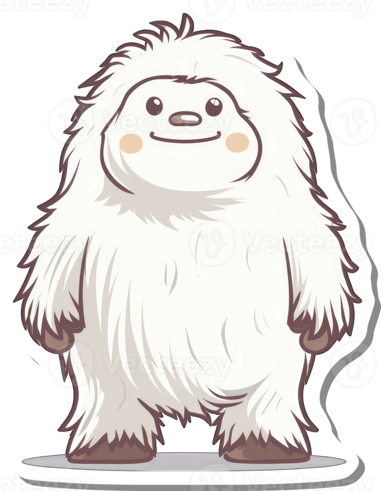 Adorable Cartoon Yeti Stands Smiling Happily png