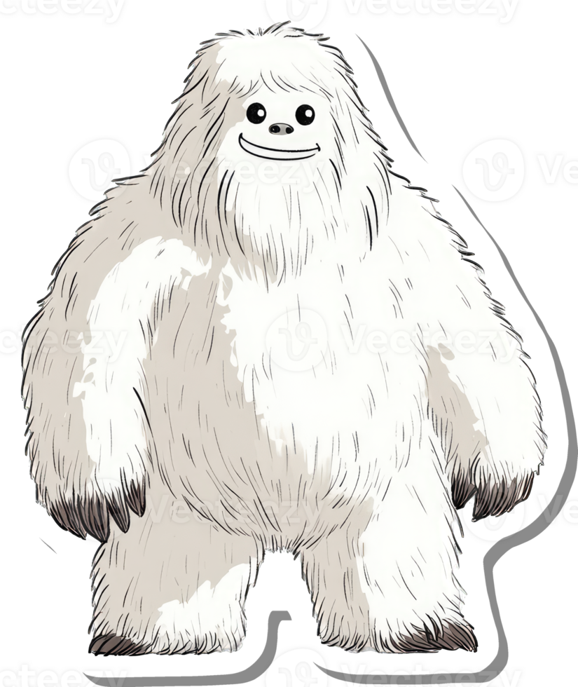 A smiling yeti stands tall and fluffy png